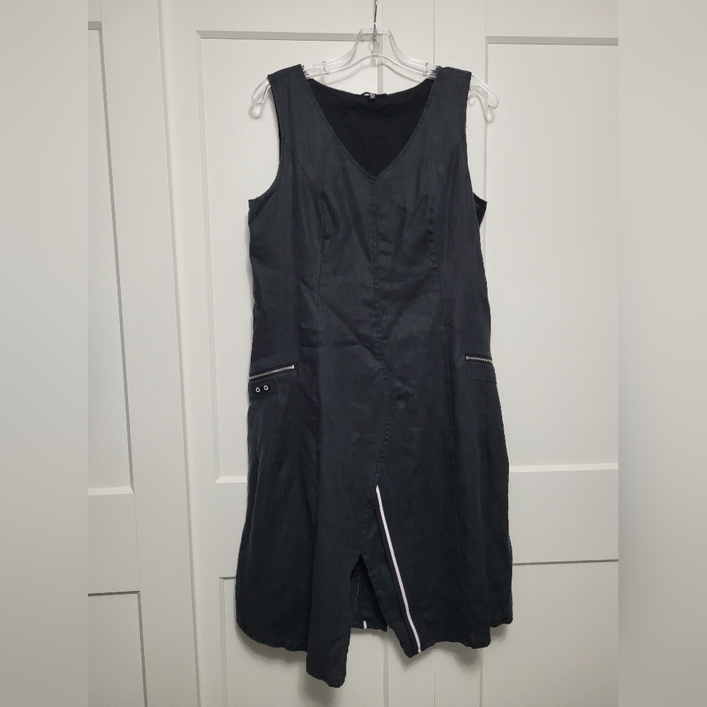 100% Linen Black Sleeveless Dress
